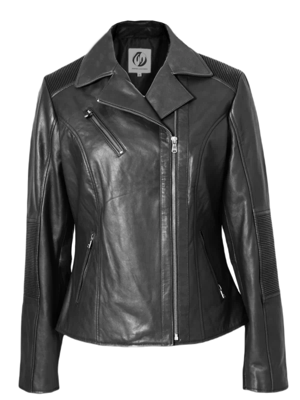 Black leather bikers jacket