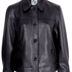 Women's Leather Jacket with Buttons