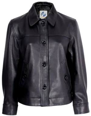 Women's Leather Jacket with Buttons