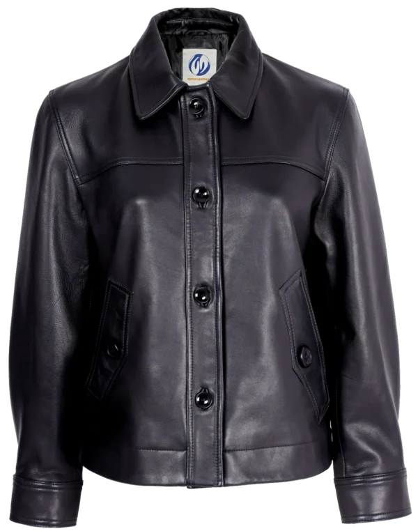 Women's Leather Jacket with Buttons