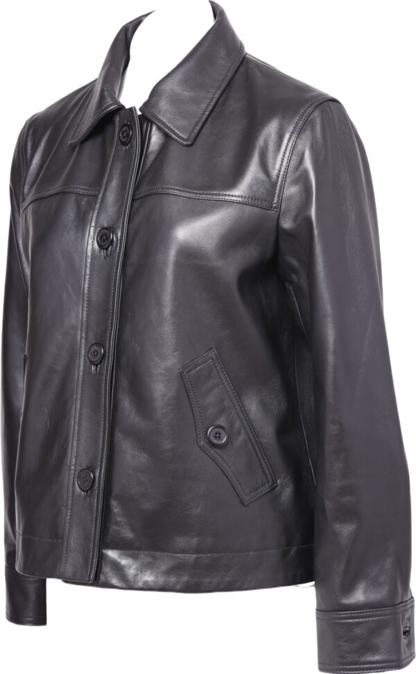 Women's Front button leather jacket